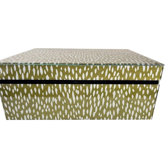 High Gloss Lucite Acrylic Green White Accessory Box Watercolor Spotted 9.75"L - Picture 3 of 16